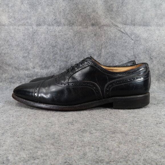 Allen Edmonds Shoes Mens 11 Oxford Leather Black Classic Brogue Cap Toe Formal